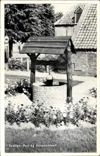 Ak Putten Gelderland, Dorfstraße, Wasserbrunnen