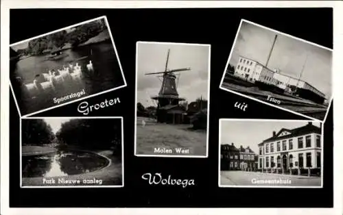 Ak Wolvega Friesland Niederlande, Spoorsingel, Molen West, Gemeentehuis