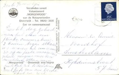 Ak Oisterwijk Nordbrabant Niederlande, Verzonden vanuit Vakantieoord Morgenrood, Conversatiezaal
