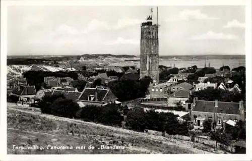 Ak West Terschelling Friesland Niederlande, Panorama, Brandaris