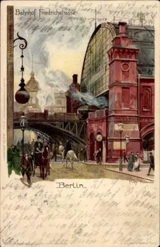 Künstler Litho Kley, Heinrich, Berlin Mitte, Friedrichstraße, Bahnhof