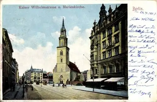 Ak Berlin Mitte, Kaiser Wilhelm Straße, Marienkirche, Restaurant