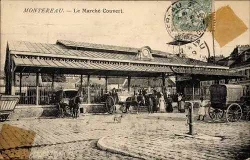 Ak Montereau Seine et Marne, Le Marché Couvert