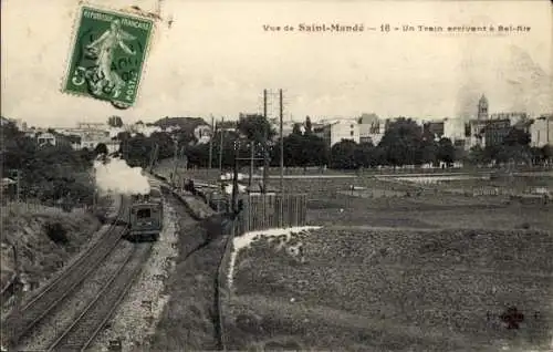 CPA Saint Mandé Val de Marne, un train arrivent à Bel-Air