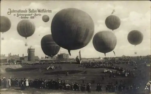 Ak Berlin Wilmersdorf Schmargendorf, Internationale Ballon-Wettfahrten Oktober 1908