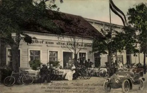 Ak Berlin Köpenick Müggelheim, Gasthof zum alten Krug, Auto