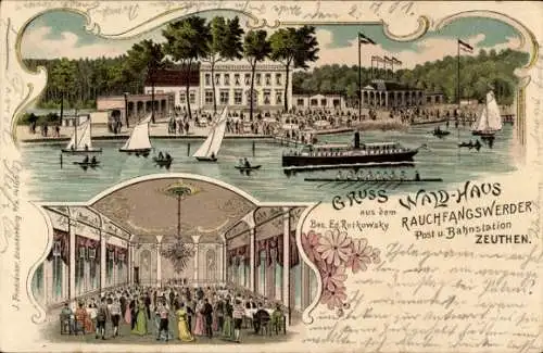 Litho Berlin Köpenick Schmöckwitz Rauchfangswerder, Restaurant Waldhaus, Ballsaal