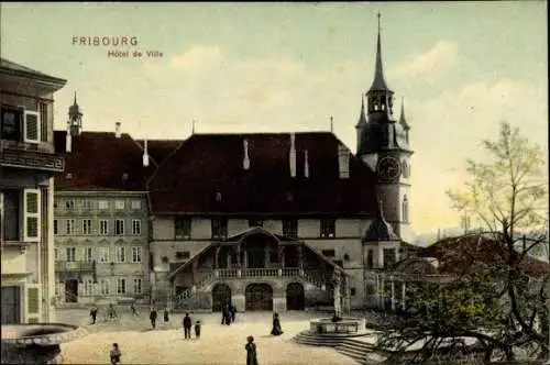 Ak Fribourg Freiburg Stadt Schweiz, Hôtel de Ville