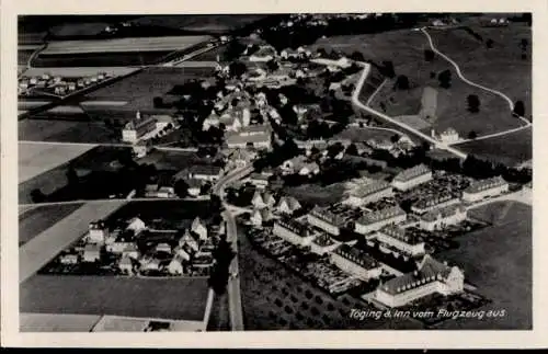 Ak Töging am Inn Oberbayern, Fliegeraufnahme