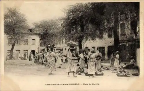 Ak Saint Pierre Martinique, Marktplatz