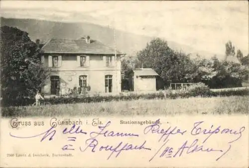 Ak Gunsbach Günsbach Elsass Haut Rhin, Bahnhof