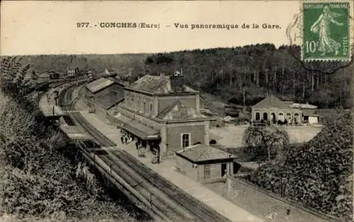 Ak Conches en Ouche Eure, Bahnhof, Gleisansicht