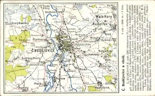 Landkarten Ak České Budějovice Budweis Südböhmen, Umgebung