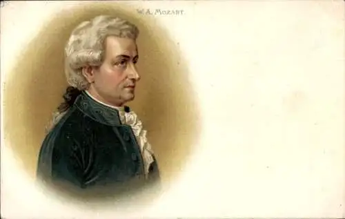 Litho Komponist Wolfgang Amadeus Mozart, Portrait