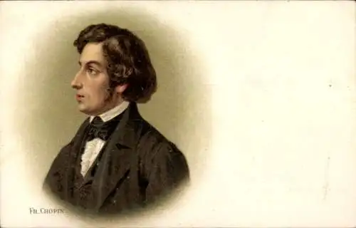 Litho Polnischer Komponist Frédéric Chopin, Portrait