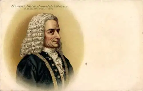 Litho Schriftsteller François-Marie Arouet de Voltaire, Portrait, Profilansicht