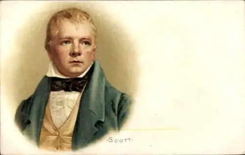 Litho Schriftsteller Walter Scott, Porträt