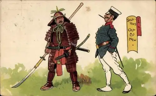 Künstler Ak Browne, Tom, Soldiers Old and New, Samurai