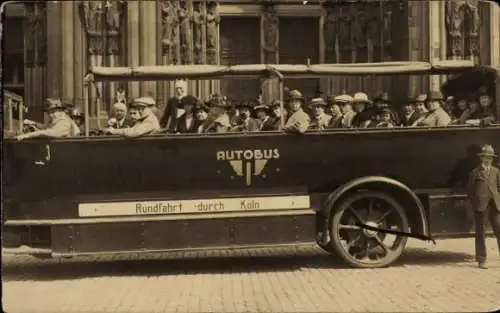 Foto Ak Köln am Rhein, Autorundfahrt, Autobus