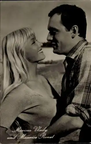 Ak Schauspielerin Marina Vlady, Schauspieler Maurice Ronet, Film Die blonde Hexe, Portrait