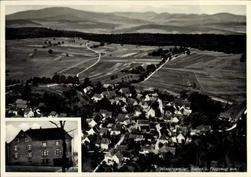 Ak Wintersweiler Efringen Kirchen am Oberrhein, Fliegeraufnahme, Gasth. zum Rebstock