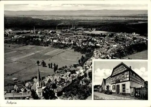 Ak Jockgrim in der Pfalz, Gasthaus z. Elefanten, Fliegeraufnahme