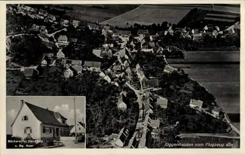 Ak Oggenhausen Heidenheim an der Brenz, Bäckerei, Handlung Gg. Auer, Fliegeraufnahme