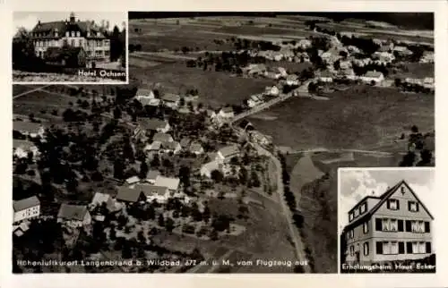 Ak Langenbrand Schömberg im Schwarzwald Württemberg, Erholungsheim Haus Ecker, Hotel Ochsen