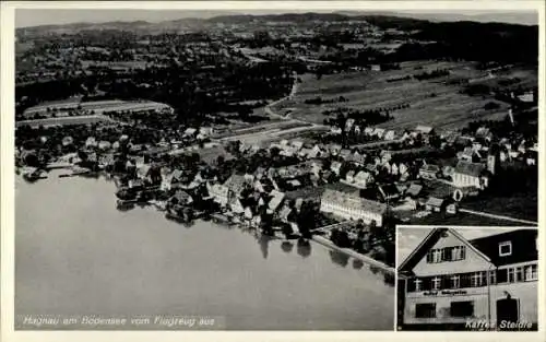 Ak Hagnau am Bodensee, Fliegeraufnahme, Kaffee und Weinstube Steidle