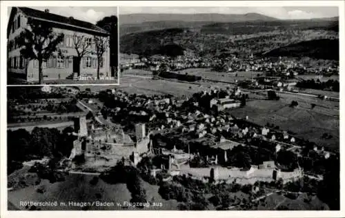 Ak Haagen Lörrach in Baden Württemberg, Röttler Schloss, Fliegeraufnahme, Gasthaus zur Wiese