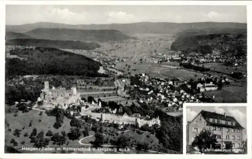 Ak Rötteln Haagen Lörrach in Baden, Burgruine Rötteln, Röttler Schloss, Fliegeraufnahme