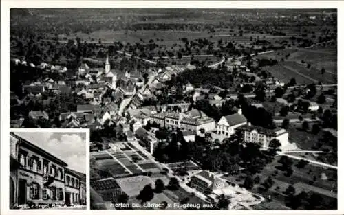 Ak Herten Herthen Rheinfelden in Baden, Fliegeraufnahme, Gasthaus zum Engel