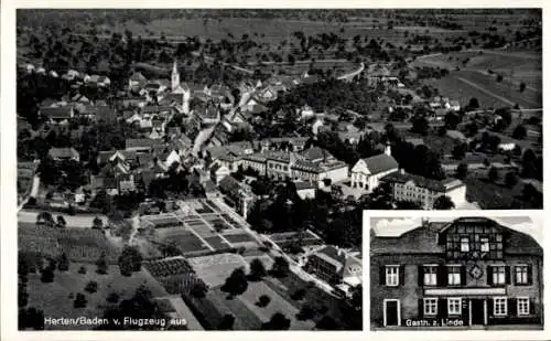 Ak Herten Herthen Rheinfelden in Baden, Fliegeraufnahme, Gasthaus zur Linde