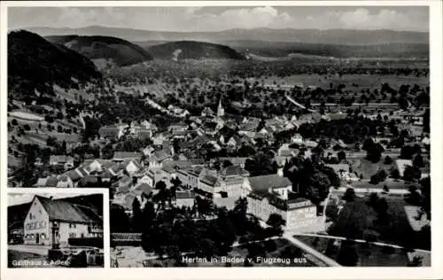 Ak Herten Herthen Rheinfelden in Baden, Fliegeraufnahme, Gasthaus zum Adler