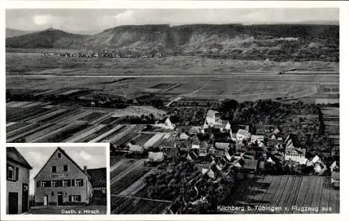 Ak Kilchberg Tübingen am Neckar, Gasthof zum Hirsch, Stadtansicht, Fliegeraufnahme