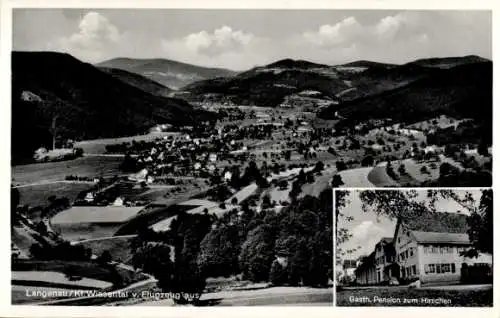 Ak Langenau Kleines Wiesental im Schwarzwald, Gesamtansicht, Gasthof zum Hirschen