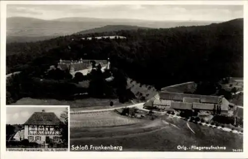 Ak Weigenheim in Mittelfranken, Schloss Frankenberg, Fliegeraufnahme, Wirtschaft Frankenberg