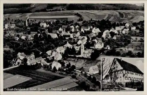 Ak Großdeinbach Schwäbisch Gmünd im Ostalbkreis, Fliegeraufnahme, Zum Hirsch