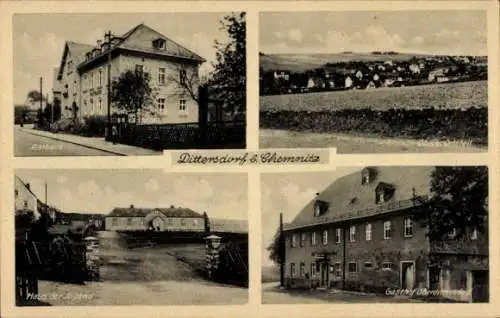 Ak Dittersdorf b. Chemnitz, Totale, Rathaus, Gasthof, Haus der Jugend