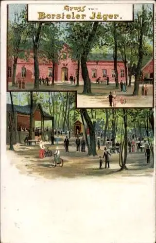 Künstler Litho Hamburg Nord Groß Borstel, Gasthaus Borsteler Jäger