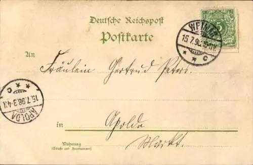 Litho Weimar in Thüringen, Gesamtansicht, Schloss