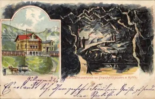 Litho Bad Frankenhausen am Kyffhäuser Thüringen, Gasthaus, Barbarossahöhle