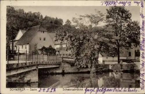 Ak Schwarza Saalbahn Rudolstadt in Thüringen, Schwarzabrücke