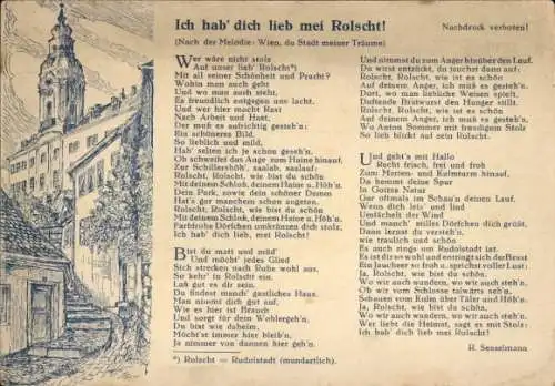 Lied Ak Rudolstadt in Thüringen, Schlossaufgang, Ich hab' dich lieb mei Rolscht, R. Sesselmann