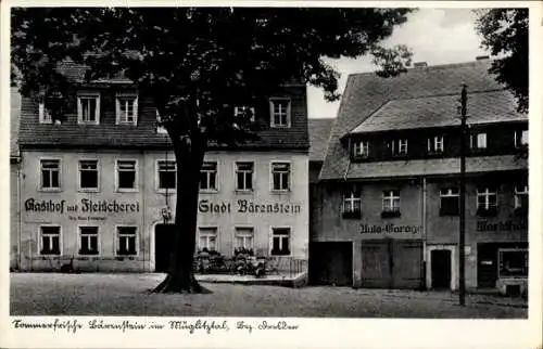 Ak Bärenstein Altenburg Erzgebirge, Marktplatz, Gasthof und Fleischerei Stadt Bärenstein