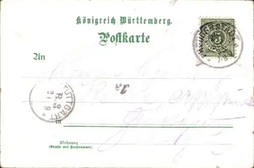 Litho Freudenstadt im Schwarzwald, Schwarzwaldhotel, Kirche, Wasserfall