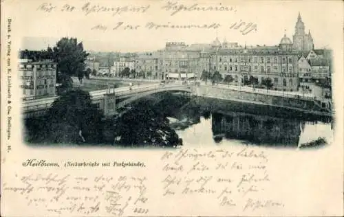 Ak Heilbronn am Neckar, Neckarbrücke mit Postgebäude