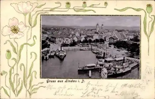 Passepartout Ak Lindau am Bodensee Schwaben, Panorama