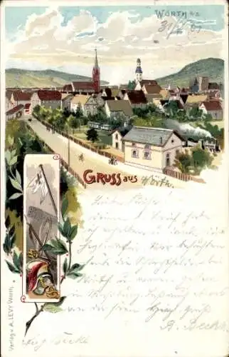 Litho Wœrth sur Sauer Woerth Wörth an der Sauer Elsass Bas Rhin, Teilansicht