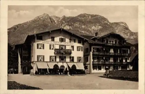 Ak Garmisch Partenkirchen in Oberbayern, Hotel ,Drei Mohren" mit Kramer Gebirge